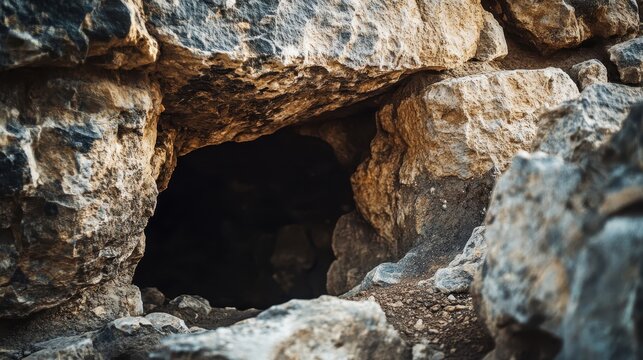 Focused view of a machicolation weathered stone with grooves dark opening below