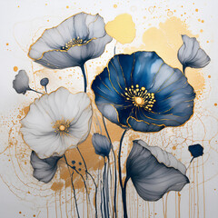 Blue and gold poppies