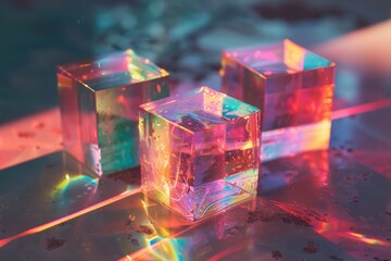 A pair of ice cubes sit atop a table, frozen in time