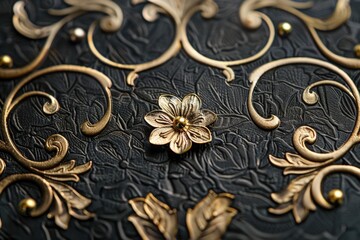 Obraz premium A close-up shot of a golden flower sitting on a dark surface