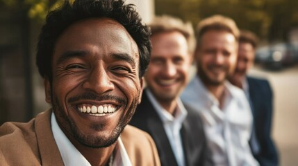 Happy close-up of a smiling professional outdoors
