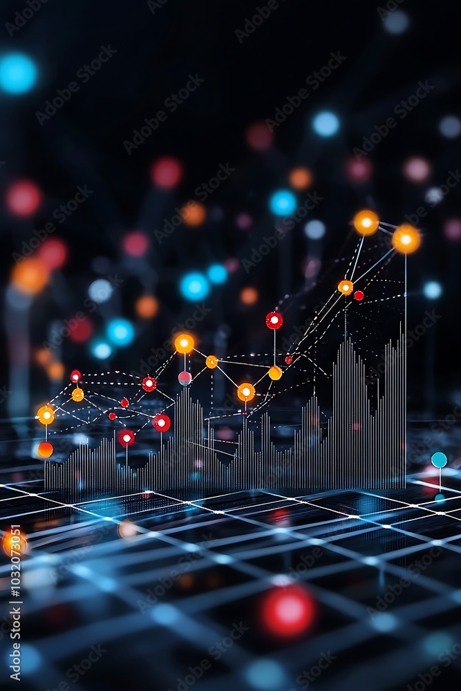 Aufkleber a vibrant digital representation of data analysis, showcasing colorful graphs and networks against a