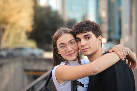portrait of young couple embracing