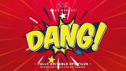 editable cartoon style dang text effect.typhography logo