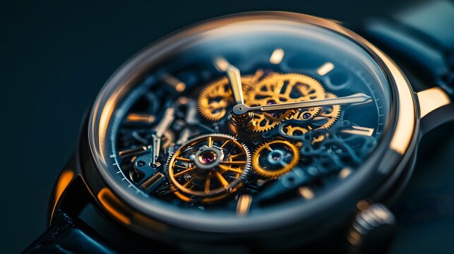 Intricate dismantled mechanical watch with detailed gears and springs on dark background, symbolizing precision and complexity in teardown analysis.