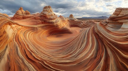 A towering red sandstone formation in the desert, with intricate layers and weathering patterns.