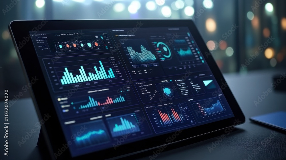 Poster data analysis dashboard on digital device
