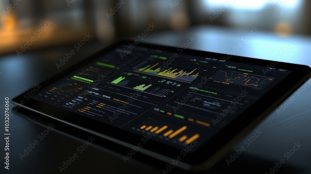 Aufkleber digital data visualization on tablet screen