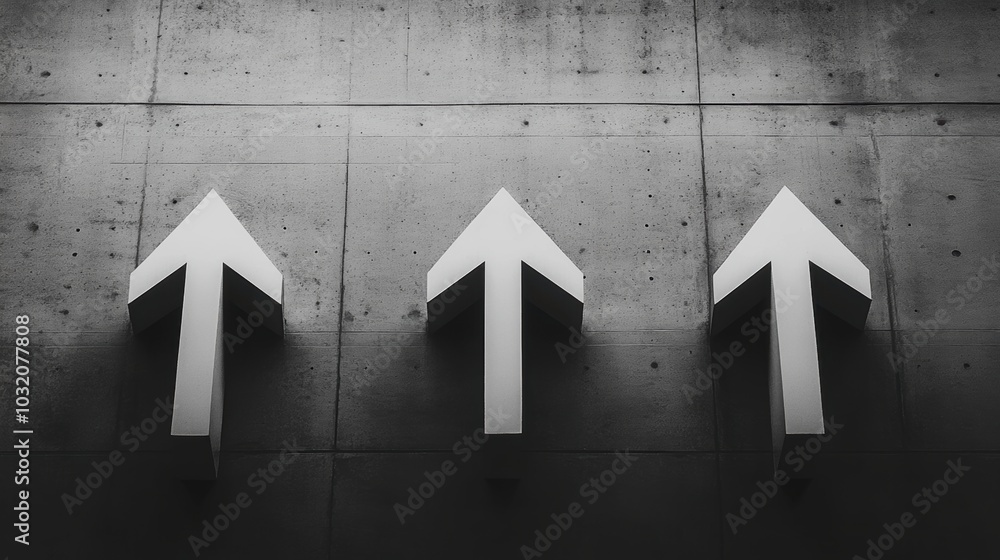 Aufkleber minimalist arrows ascending in uniformity, symbolizing progress and direction, creating a sleek and 