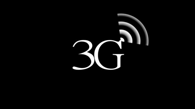 the Animated 3g network icon design in flat icon. Technology concept icon. 3g network. black background