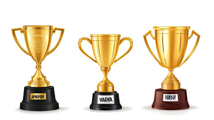 Golden Trophy Cups for Winners on a Transparent Background Generative AI