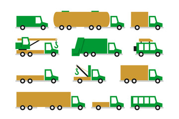 Trucks icons set. isolated on white background