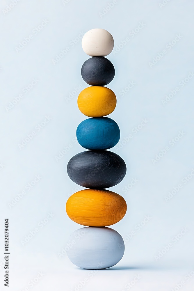 Aufkleber a striking composition of colorful eggs stacked vertically on a soft background. this image emphasiz