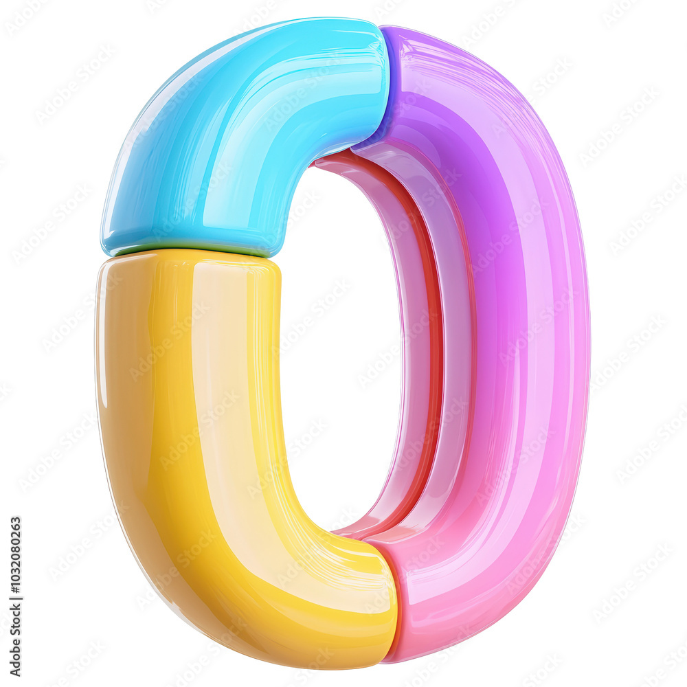 Poster colorful abstract 3d render of circular shape with gradient