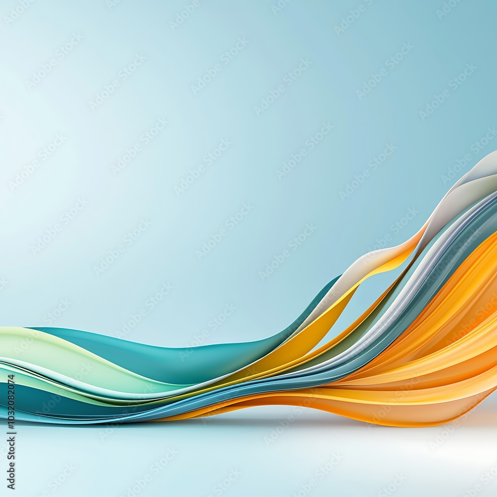 Poster this image features vibrant, flowing waves in various colors on a soft backdrop, creating a sense of