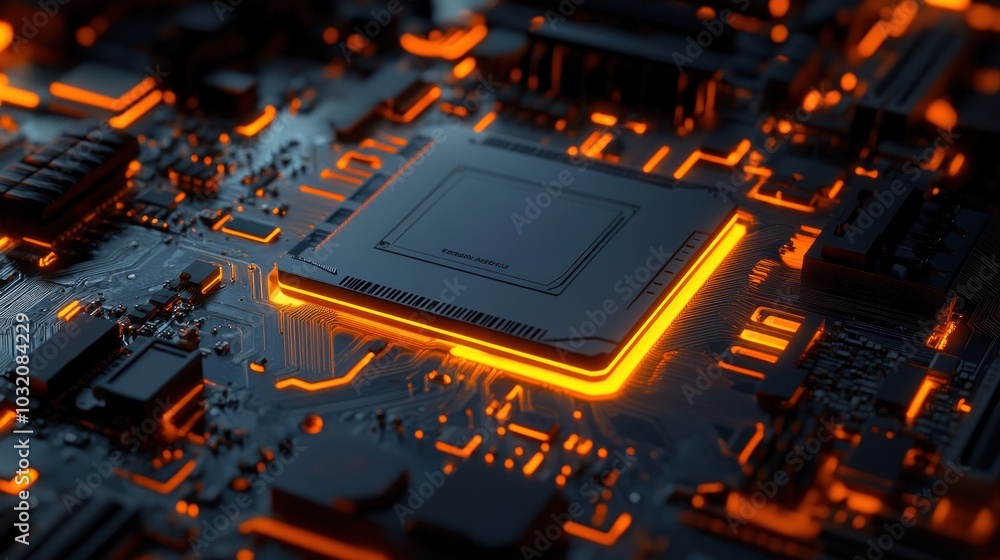 Poster close-up of a glowing computer processor