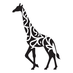 a stylized giraffe silhouette adorned with elegant tribal patterns, blending traditional African art with modern design elements