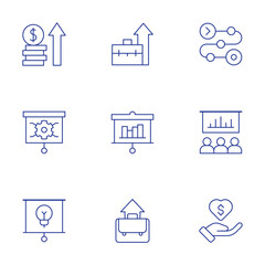 Business icons set. Thin Line style, editable stroke. profit, professional, product, presentation, portfolio, point of service