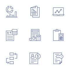 Business icons set. Thin Line style, editable stroke. strategy, analysis, accounting, credit, contract