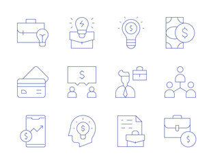 Business icons. Thin Line style, editable stroke. cash, business idea, business and finance, business