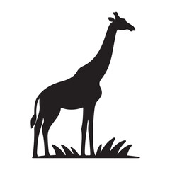 Simple Giraffe Silhouette Vector on white background