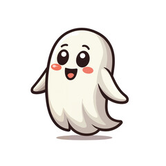White ghost. Cute isolated cartoon illustration for halloween in png format.