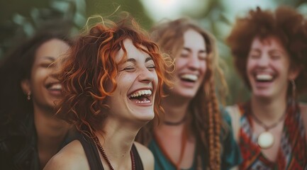 Fototapeta premium Girl Power and Friendship: Happy and Strong Women Enjoying a Fun Day