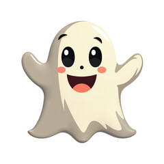 Obraz premium White ghost. Cute isolated cartoon illustration for halloween in png format.