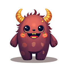 Fototapeta premium whimsical monster cute halloween characters isolated PNG with no background in cartoon style