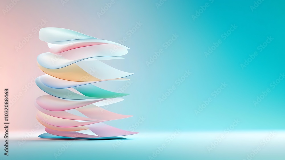 Poster a stunning display of colorful abstract waves flowing gracefully against a soft gradient background,