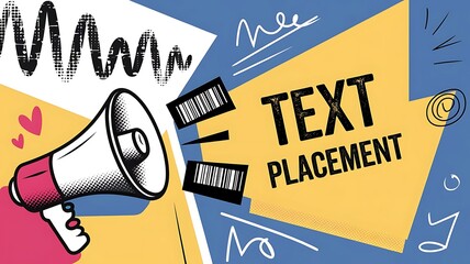 Pop art megaphone with space for text announcement or message