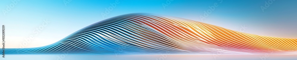 Poster vibrant abstract wave design featuring smooth lines and gradient colors. this digital artwork brings