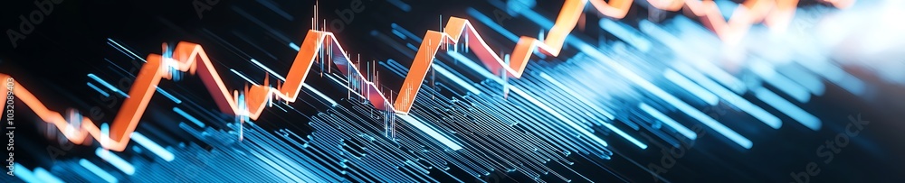 Poster abstract visualization of dynamic financial data showcasing trends and growth in a vibrant color sch