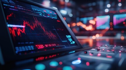 Professional Trading Analytics Dashboard with Advanced Financial Data Visualization on Computer Display  Displaying real time market trends investment metrics