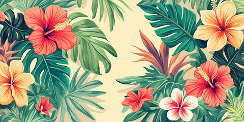 Vintage Hawaiian Hibiscus Floral Pattern
