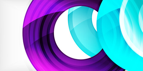 Bright colorful circles with light effects. Abstract background