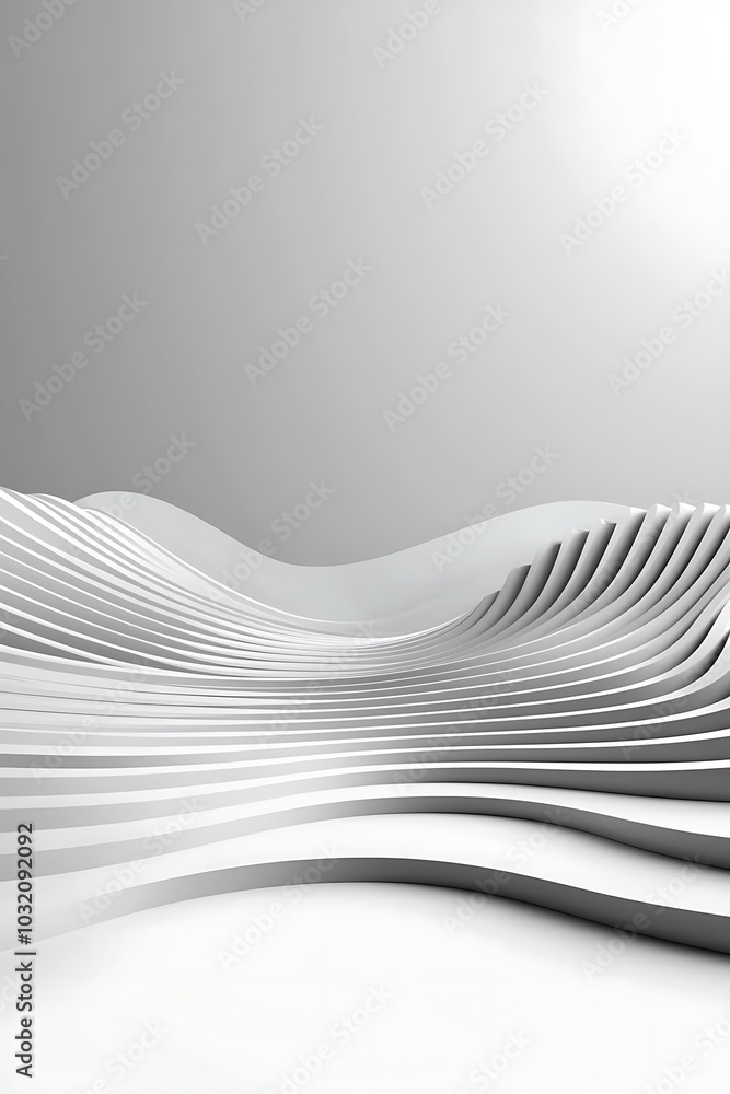 Poster this modern abstract image features smooth, flowing waves in a monochrome palette, creating a sophis