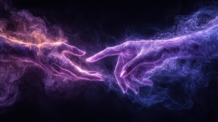 Fototapeta premium Delicate hands in a dynamic nebula-like aura