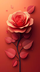 Rose flower logo 3d vector papercut