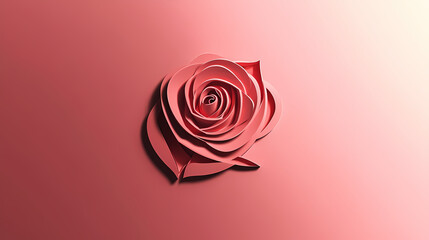 Rose flower logo 3d vector papercut