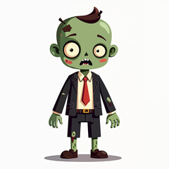 Cute isolated zombie PNG with no background for halloween cartoon illustration