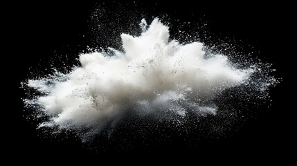 Powerful Explosion of White Powder Against a Dark Background