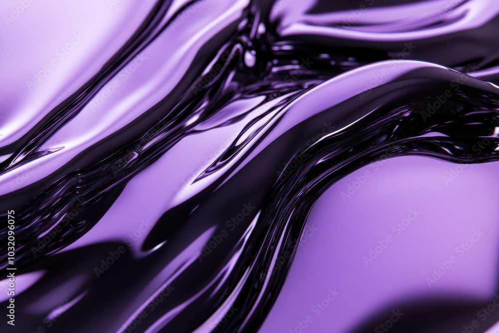 Poster shiny dark 3d liquid pattern set on a violet background
