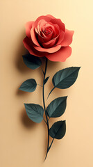 Fototapeta premium Rose flower logo 3d vector papercut