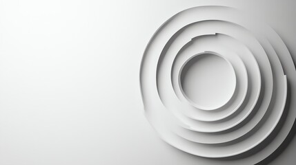 Fototapeta premium Abstract 3D render of white concentric circles on a white background.
