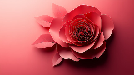 Rose flower logo 3d vector papercut