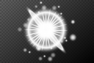 Light effect isolated flare explosion shiny dust line solar flare spark star sunlight, vector effect