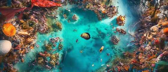 Fototapeta premium Aerial view of vibrant coral reef