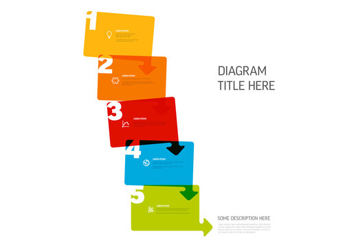 Rectangle diagonal steps infographic with numbers icons and place for your text content