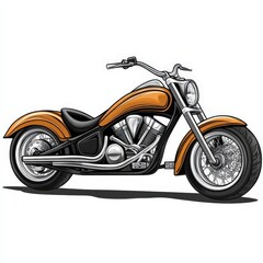 Obraz premium colorful motorcycle drawing, white background, illustration, wallpaper